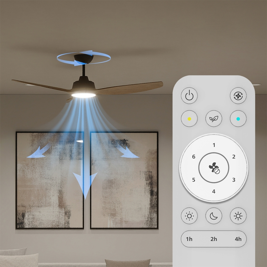 Philips - Ventilador de tecto LED regulável OLAS LED/24W/230V Ø 132 cm preto/castanho + controlo remoto