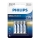 Philips LR03E4B/10 - 4 unidades Pilha alcalina AAA ULTRA ALKALINE 1,5V 1250mAh