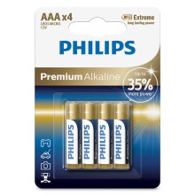 Philips LR03M4B/10 - 4 pçs Pilha alcalina AAA PREMIUM ALKALINE 1,5V