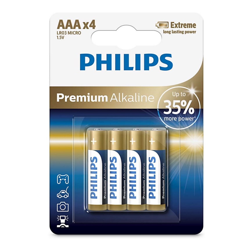 Philips LR03M4B/10 - 4 unidades Pilha alcalina AAA PREMIUM ALKALINE 1,5V 1320mAh