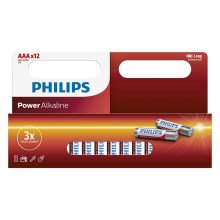 Philips LR03P12W/10 - 12 pçs Pilha alcalina AAA POWER ALKALINE 1,5V