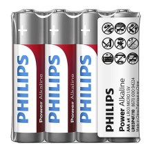 Philips LR03P4F/10 - 4 pçs Pilha alcalina AAA POWER ALKALINE 1,5V 1150mAh