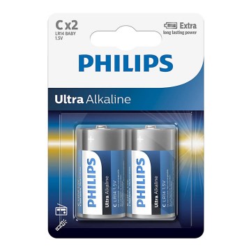 Philips LR14E2B/10 - 2 unidades Pilha alcalina C ULTRA ALKALINE 1,5V 7500mAh