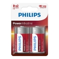 Philips LR20P2B/10 - 2 pçs Pilha alcalina D POWER ALKALINE 1,5V 14500mAh