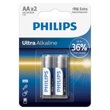 Philips LR6E2B/10 - 2 pçs Pilha alcalina AA ULTRA ALKALINE 1,5V 2800mAh