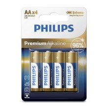 Philips LR6M4B/10 - 4 pçs Pilha alcalina AA PREMIUM ALKALINE 1,5V