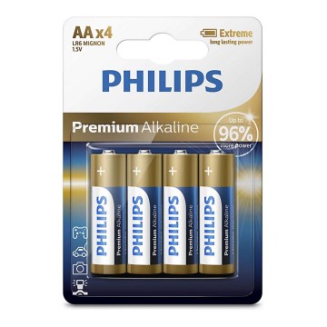 Philips LR6M4B/10 - 4 unidades Pilha alcalina AA PREMIUM ALKALINE 1,5V 3200mAh