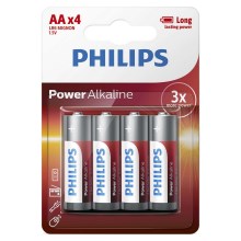 Philips LR6P4B/10 - 4 pçs Pilha alcalina AA POWER ALKALINE 1,5V