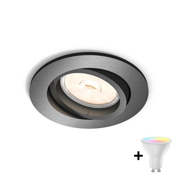 Philips - Luminária de embutir LED RGBW dimerizável DONEGAL 1xGU10/4,8W/230V + comando remoto