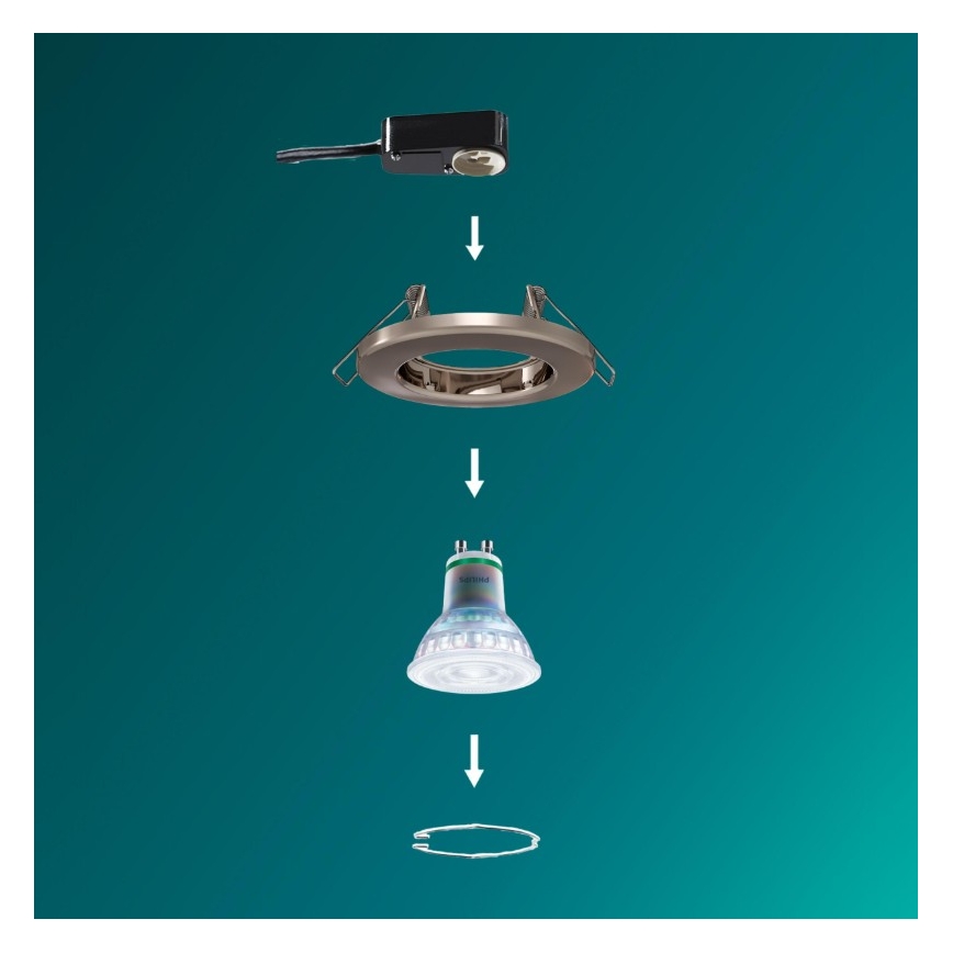 Philips - Luminária LED RGBW encastrável e dimerizável PERIDOT 1xGU10/6,5W/230V 2700-6500K prateada