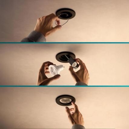 Philips - Luminária LED RGBW dimerizável de embutir PERIDOT 1xGU10/6W/230V preta + controlo remoto