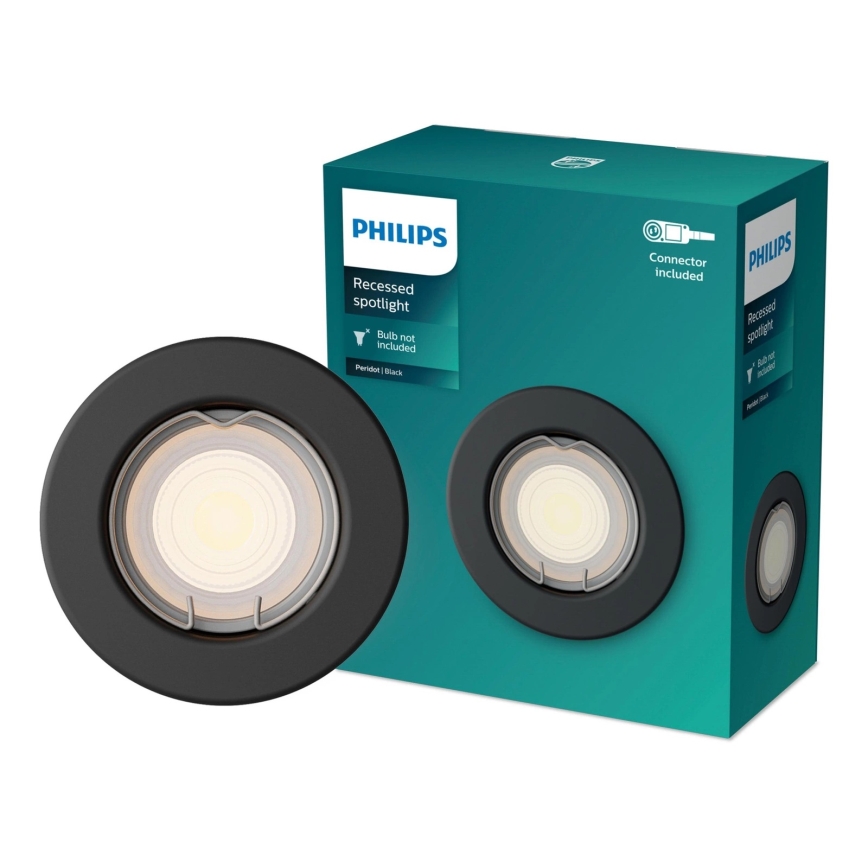 Philips - Luminária LED RGBW dimerizável de embutir PERIDOT 1xGU10/6W/230V preta + controlo remoto