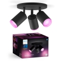 Philips - Luminária de embutir LED RGBW regulável Hue FUGATO 3xGU10/4,2W/230V 2000-6500K preta