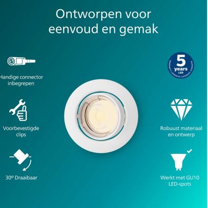 Philips - Luminária de embutir PERIDOT 1xGU10/7W/230V branca