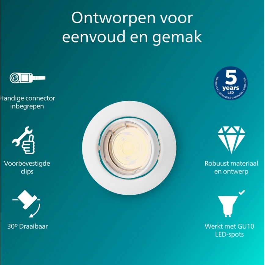 Philips - Luminária de embutir PERIDOT 1xGU10/7W/230V branca