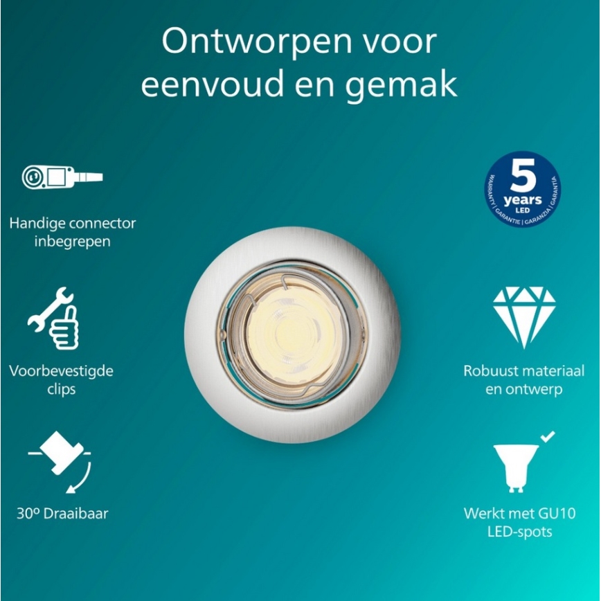 Philips - Luminária de embutir PERIDOT 1xGU10/7W/230V prata