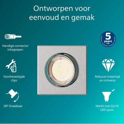 Philips - Luminária de embutir PERIDOT 1xGU10/7W/230V prata