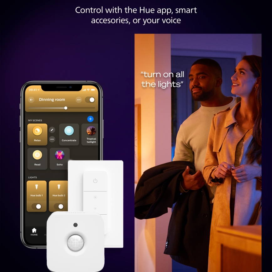 Philips - Luminária de teto LED dimerizável Hue AURELLE LED/19W/230V 2200-6500K 30x30 cm branca