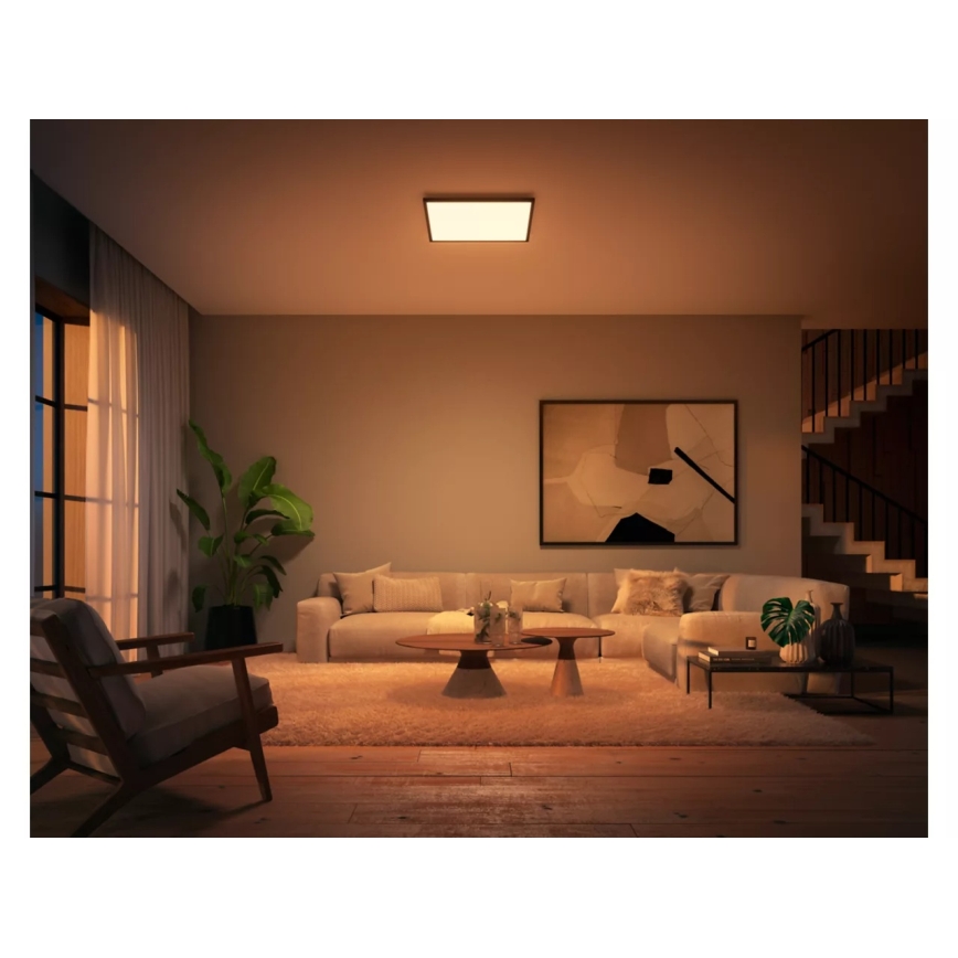 Philips - Luminária de tecto LED regulável Hue AURELLE LED/39W/230V 2200-6500K 60x60 cm preta