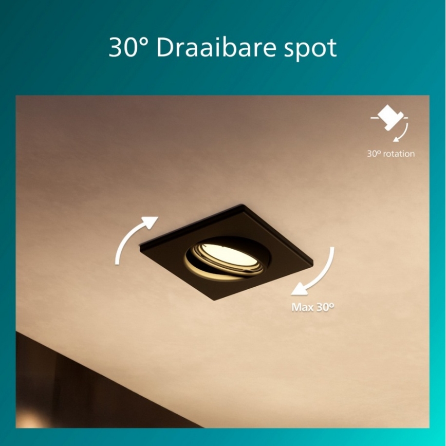 Philips - Luminária de teto embutida PERIDOT 1xGU10/7W/230V preta