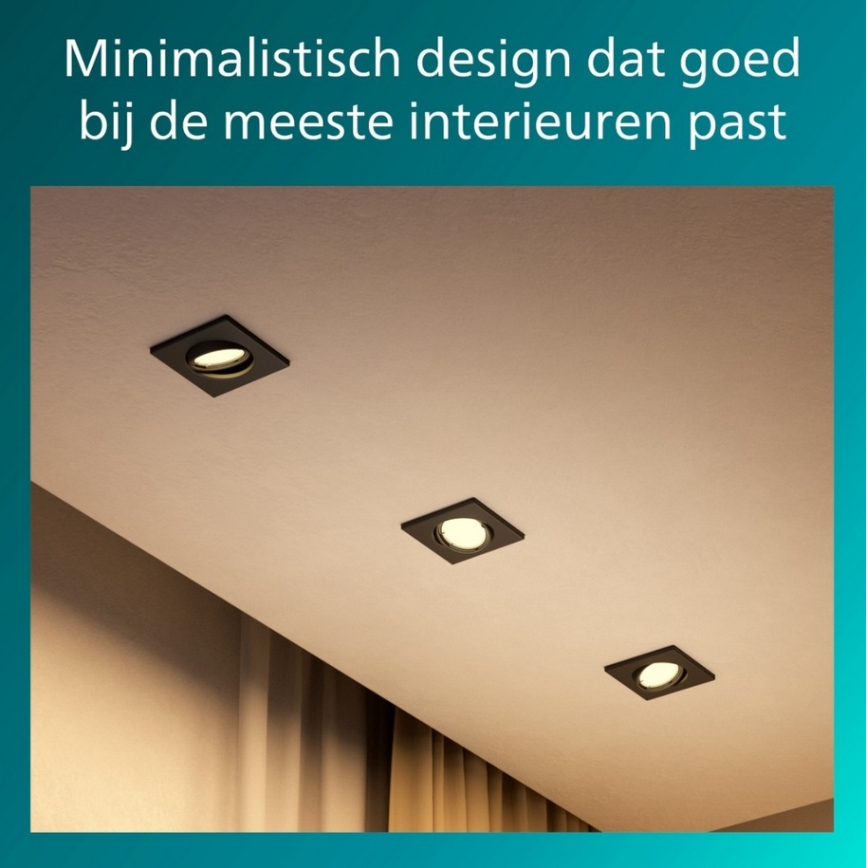 Philips - Luminária de teto embutida PERIDOT 1xGU10/7W/230V preta