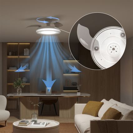 Philips - Candeeiro de tecto LED dimerizável com ventilador BLISS LED/35W/230V, branco + controlo remoto