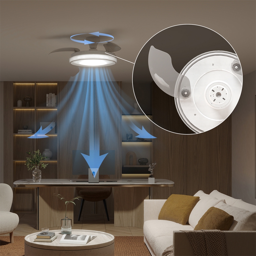 Philips - Candeeiro de tecto LED dimerizável com ventilador BLISS LED/35W/230V, branco + controlo remoto