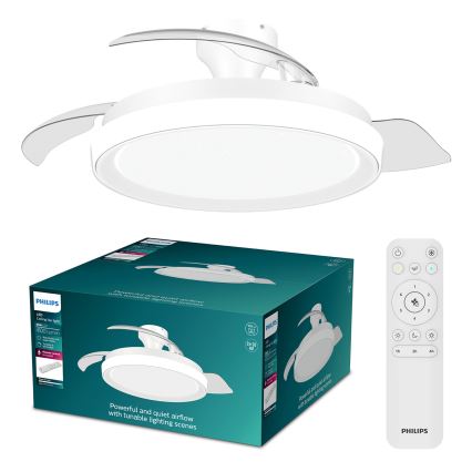 Philips - Candeeiro de tecto LED dimerizável com ventilador BLISS LED/35W/230V, branco + controlo remoto