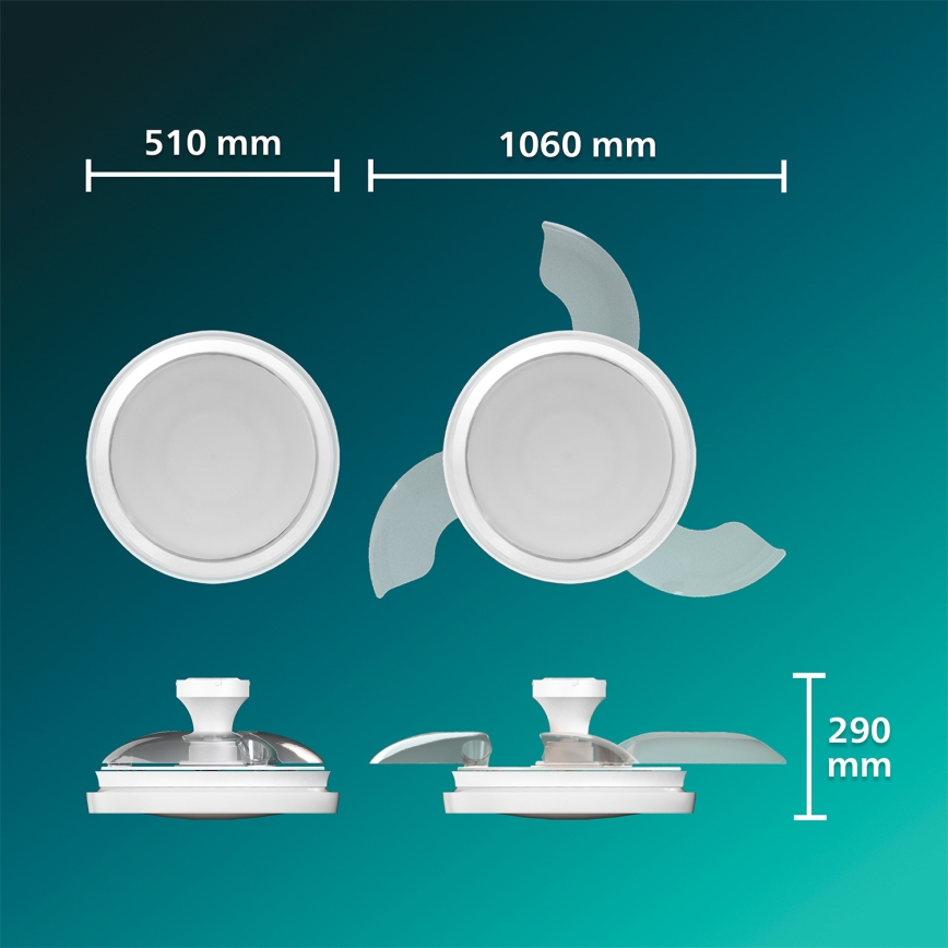 Philips - Candeeiro de tecto LED dimerizável com ventilador BLISS LED/35W/230V, branco + controlo remoto
