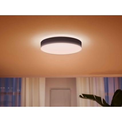 Philips - Luminária de teto LED dimável Hue LED/33,5W/230V 2200-6500K Ø 425 mm preta + controlo remoto
