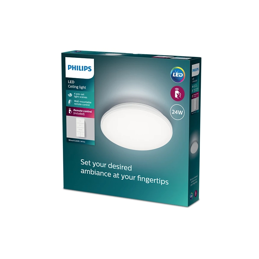 Philips - Luminária de teto LED regulável LED/24W/230V 2700-6500K + controlo remoto