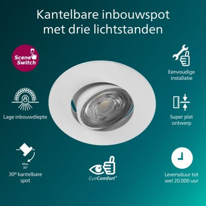Philips - Luminária LED dimerizável de embutir CILANTRO LED/5W/230V 2700K branca