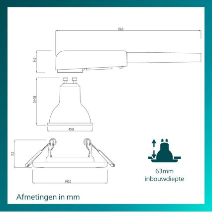Philips - LED RGBW luminária de embutir dimerizável PERIDOT 1xGU10/6,5W/230V 2700-6500K branca