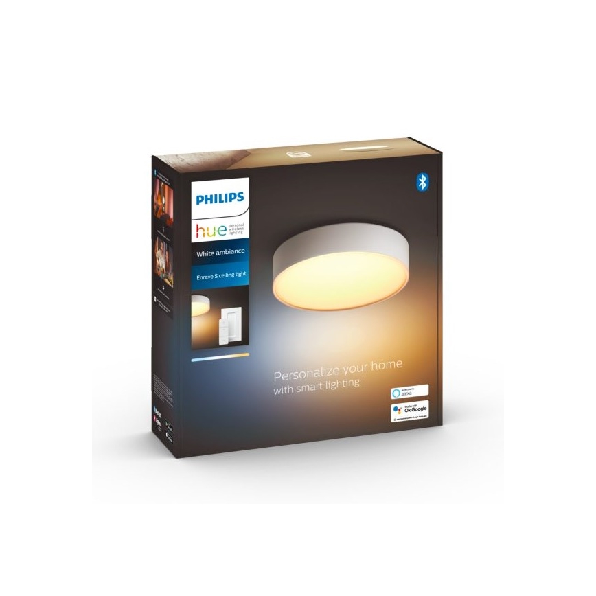 Philips - Candeeiro de tecto regulável Hue LED/9,6W/230V 2200–6500K Ø 261 mm branco + comando remoto