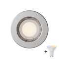 Philips - Luminária LED RGBW regulável de embutir PERIDOT 1xGU10/6W/230V prateada + comando remoto