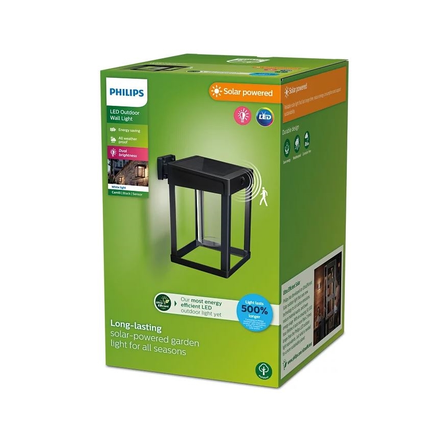 Philips - Luminária de parede solar LED com sensor de movimento e crepúsculo CAMILL LED/1,4W/3,7V 2000 mAh IP44