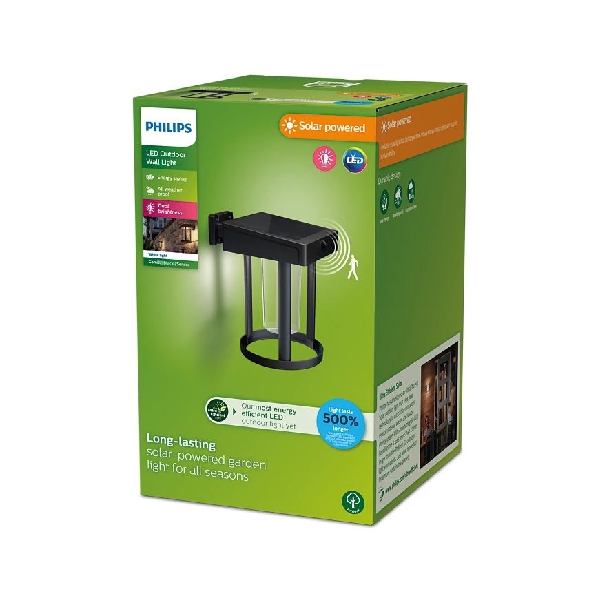 Philips - Luminária de parede solar LED com sensor de movimento e crepúsculo CAMILL LED/1,4W/3,7V 2000 mAh IP44