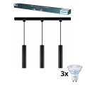 Philips - Lustre LED regulável suspenso por cabo para sistema de trilho EASYLINK 3xGU10/7W/230V 1 m preto