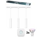 Philips - Lustre LED RGBW regulável, suspenso por cabo para sistema de trilhos EASYLINK HUE, 3x GU10 / 4,7 W / 230 V, 2200-6500 K, 1 m, branco + Hue Bridge