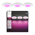 Philips - Pack 3x Luminária de embutir para casa de banho LED RGBW regulável Hue SLIM LED/8,3W/230V 1000-20000K branca P44