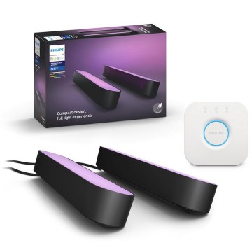 Philips - Pack de 2 LED RGB Candeeiro de Mesa Regulável Hue PLAY WACA LED/6W/230V 2000-6500K + Hue Bridge