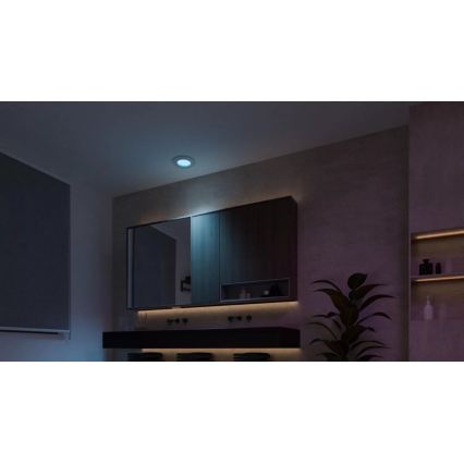 Philips - Conjunto de 2 luminárias embutidas para casa de banho Hue SLIM LED RGBW, dimerizáveis, 8,3W/230V 2000-6500K brancas IP44