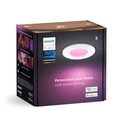 Philips - Conjunto de 2 luminárias embutidas para casa de banho Hue SLIM LED RGBW, dimerizáveis, 8,3W/230V 2000-6500K brancas IP44
