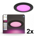 Philips - Pack de 2 luminárias embutidas para casa de banho LED RGBW dimerizáveis Hue SLIM LED/12W/230V 2000-6500K preto IP44