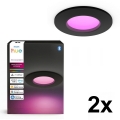 Philips - Pack de 2 luminárias LED RGBW dimerizáveis de embutir para casa de banho Hue SLIM LED/8,3W/230V 2000-6500K preto IP44