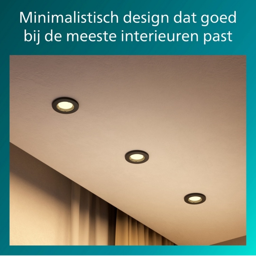 Philips - Pack de 5 luminárias de embutir PERIDOT 1x GU10/7W/230V, acabamento preto