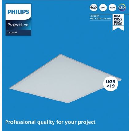 Philips - Painel LED embutido PROJECTLINE LED/36W/230V 62x62 cm