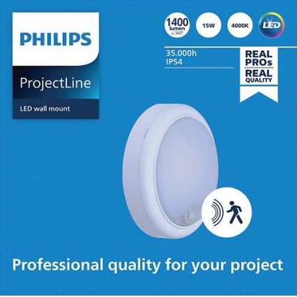 Philips - Luminária de parede LED com sensor PROJECTLINE LED/15W/230V IP54