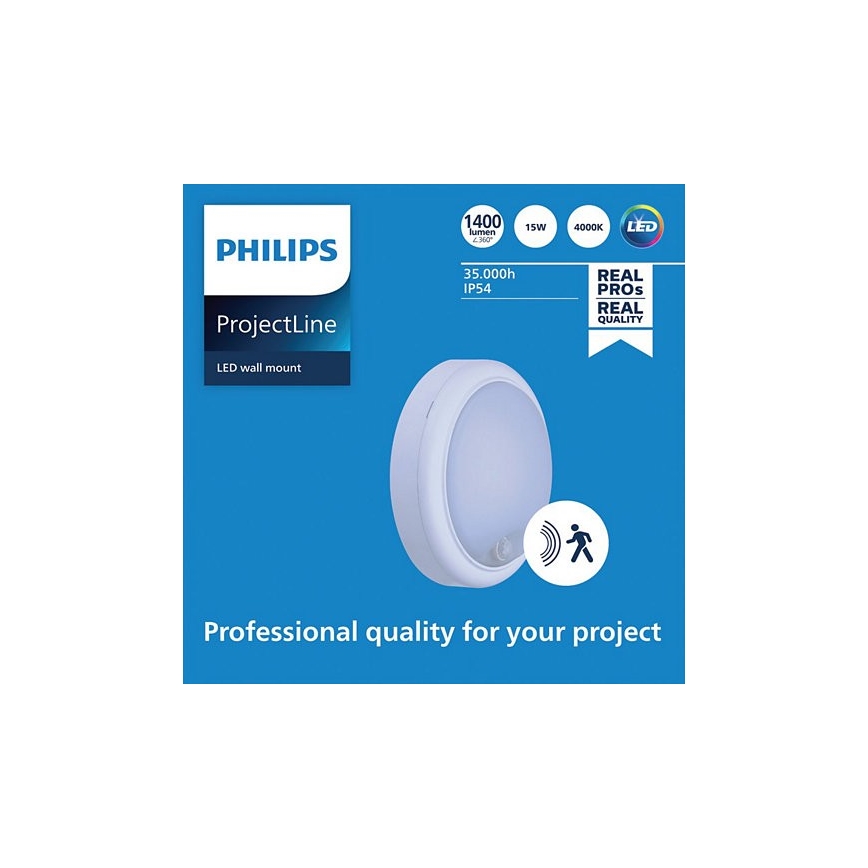 Philips - Luminária de parede LED com sensor PROJECTLINE LED/15W/230V IP54