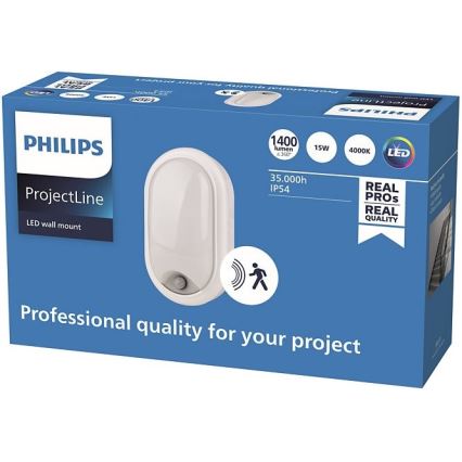 Philips - Luminária de parede LED com sensor PROJECTLINE LED/15W/230V IP54